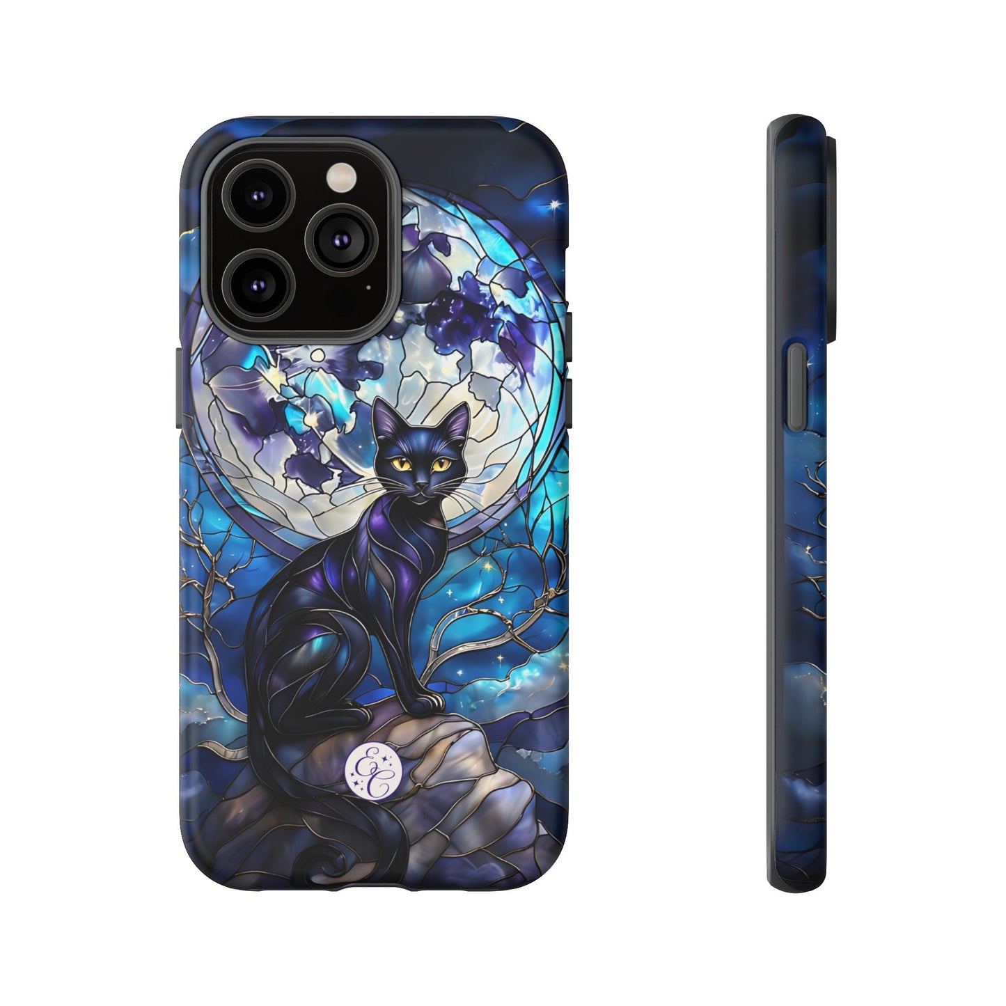 Stained Glass Black Cat Tough Phone Case