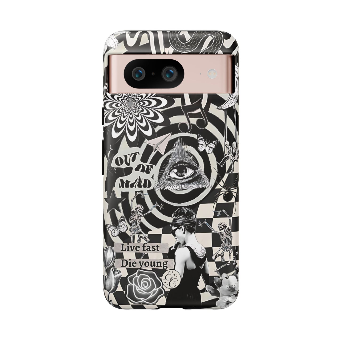 Black and White Psychedelic Art Tough Phone Case