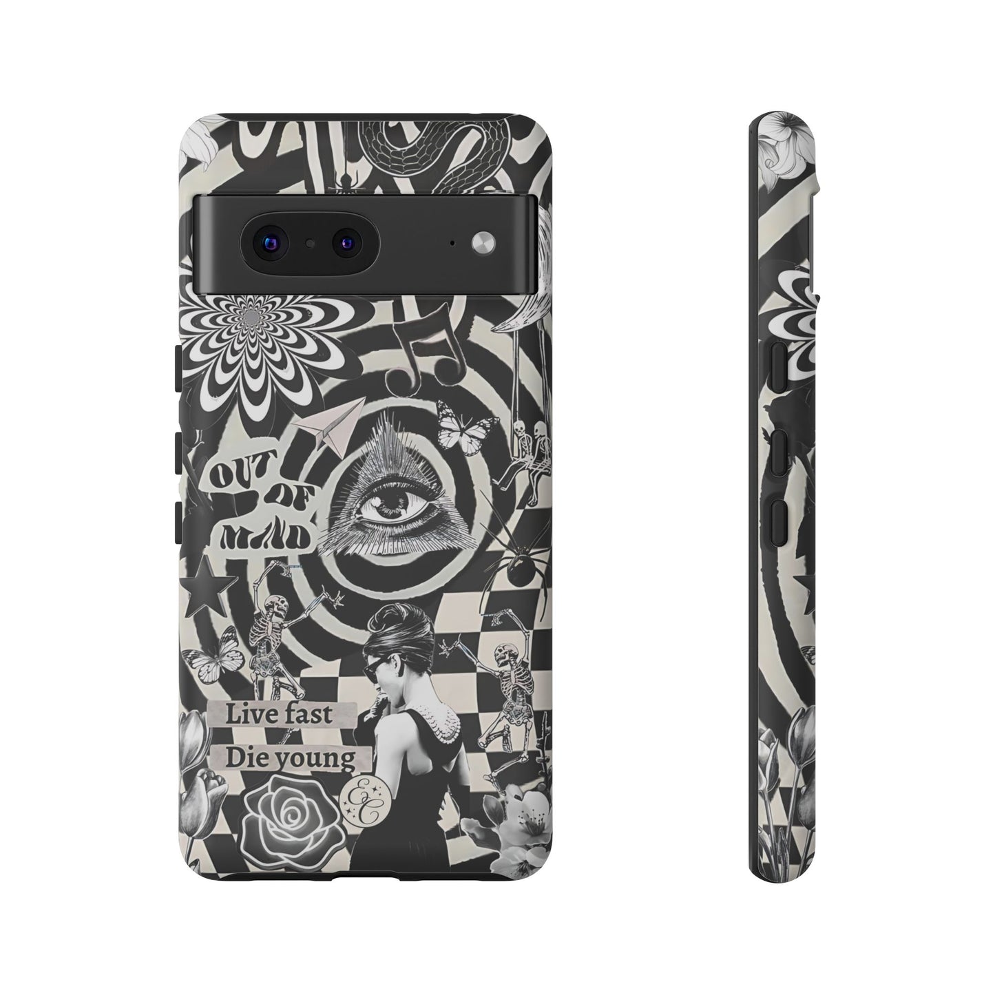 Black and White Psychedelic Art Tough Phone Case