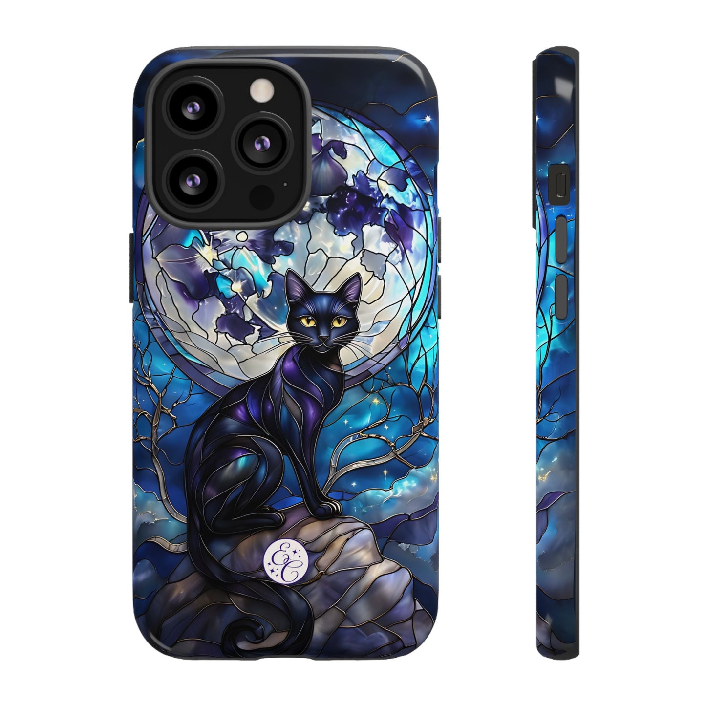 Stained Glass Black Cat Tough Phone Case