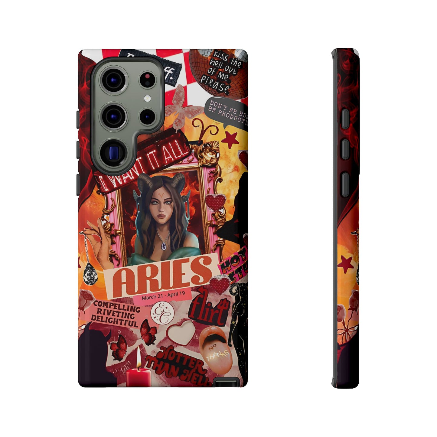 Aries Vintage Zodiac Collage Tough Phone Case