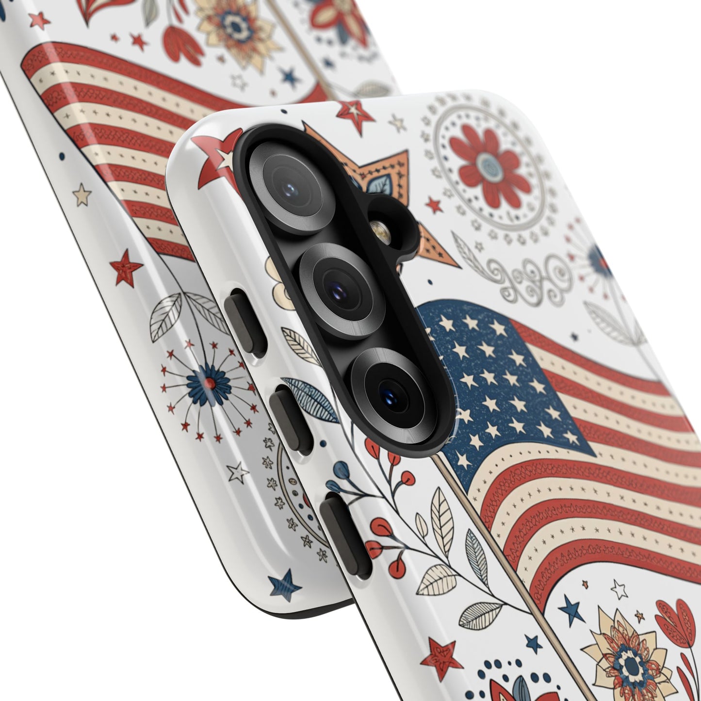 Boho USA Flag Floral Tough Phone Case