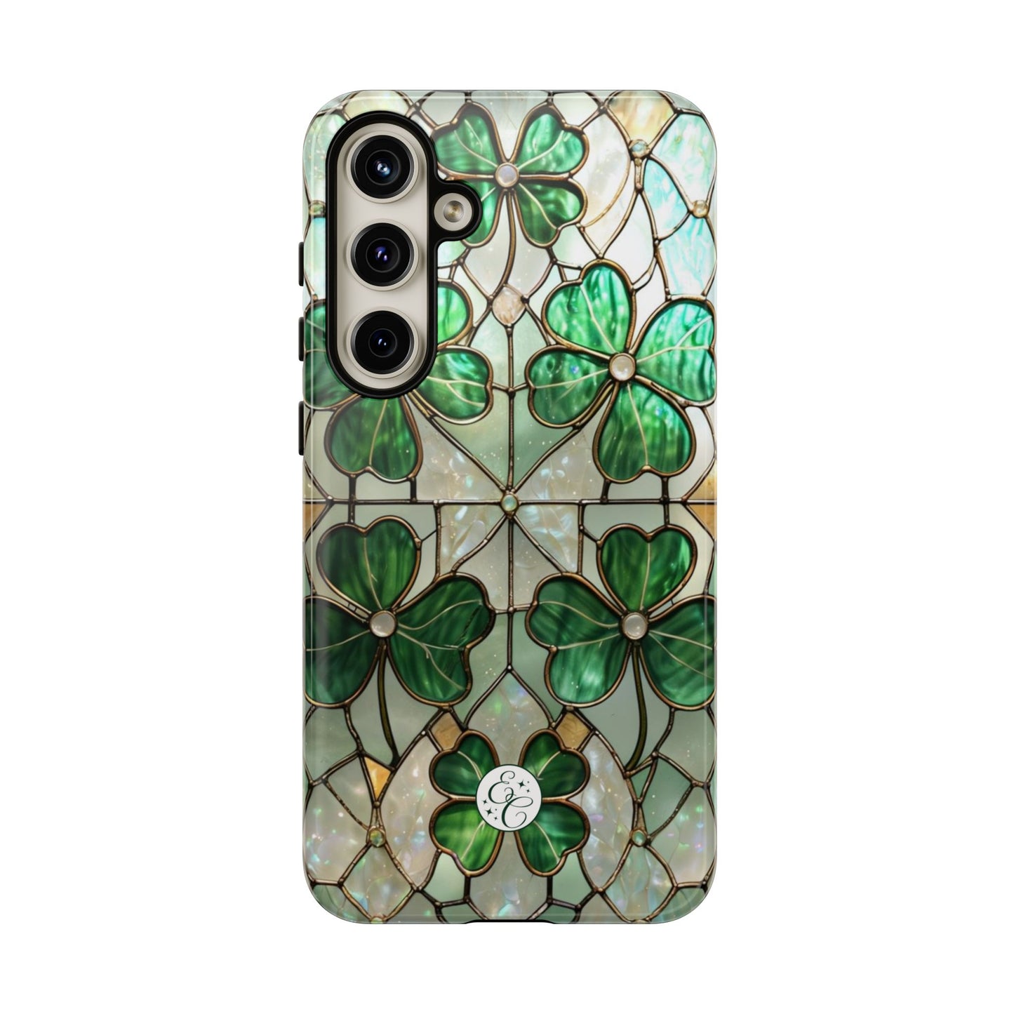 Lucky Clover Stained Glass Pattern Tough Phone Case