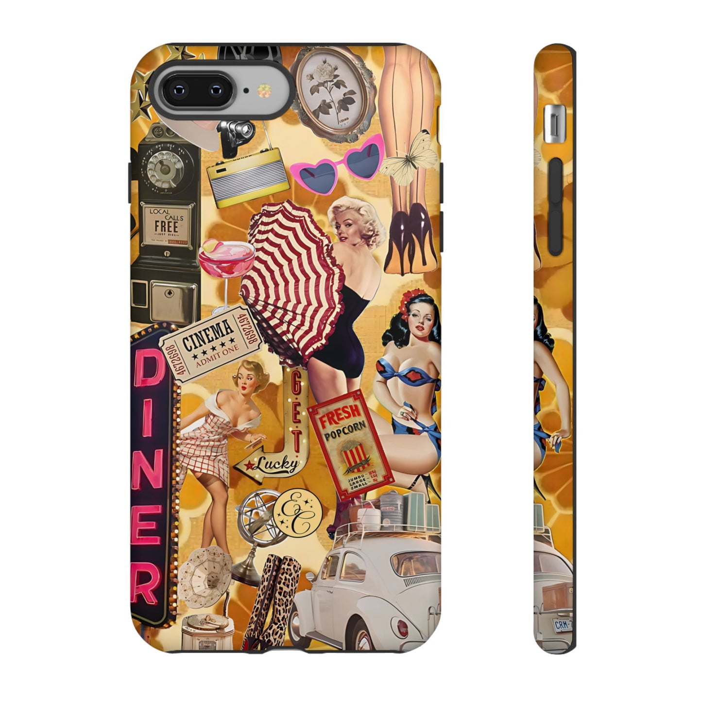 Retro Pin-up Collage Tough Phone Case