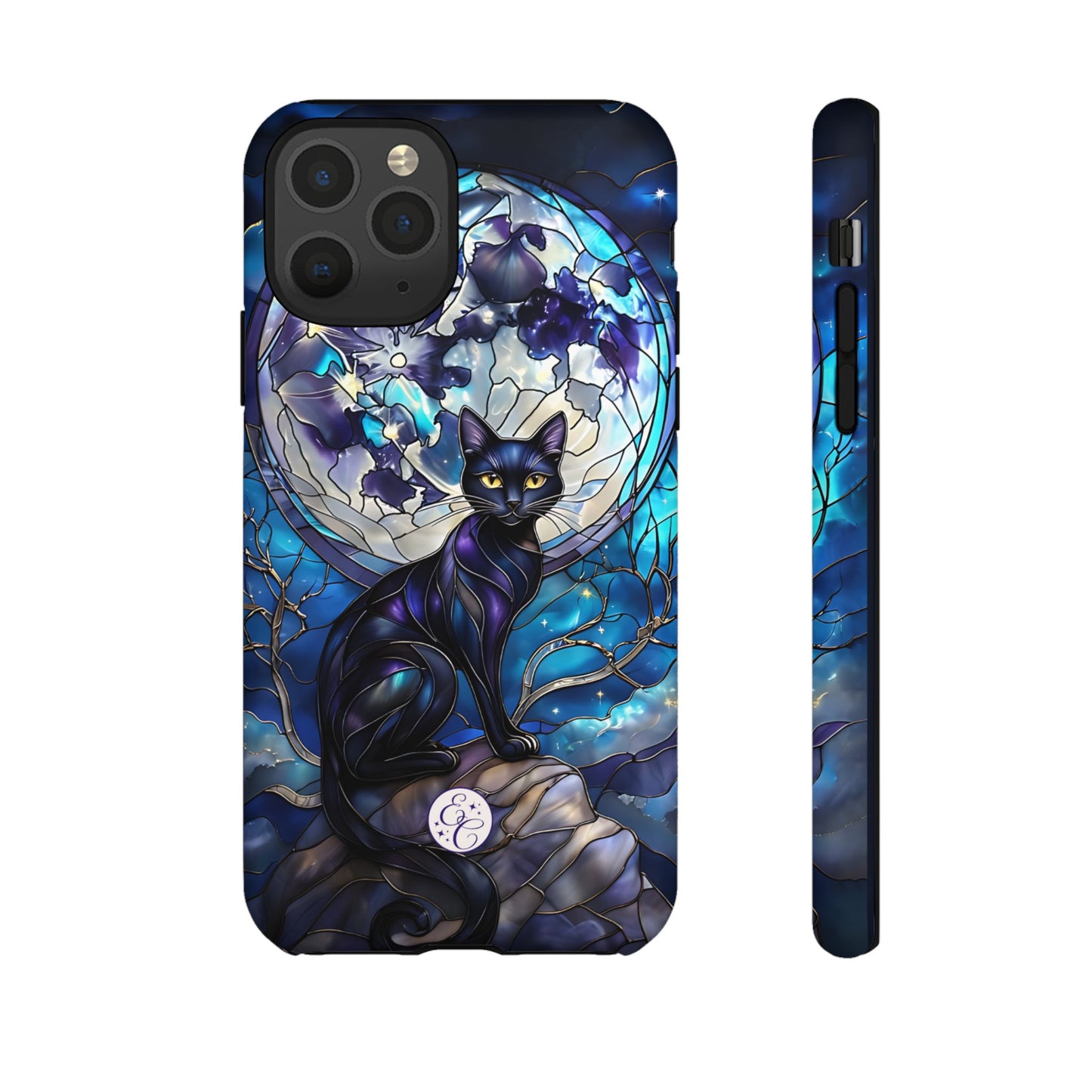Stained Glass Black Cat Tough Phone Case