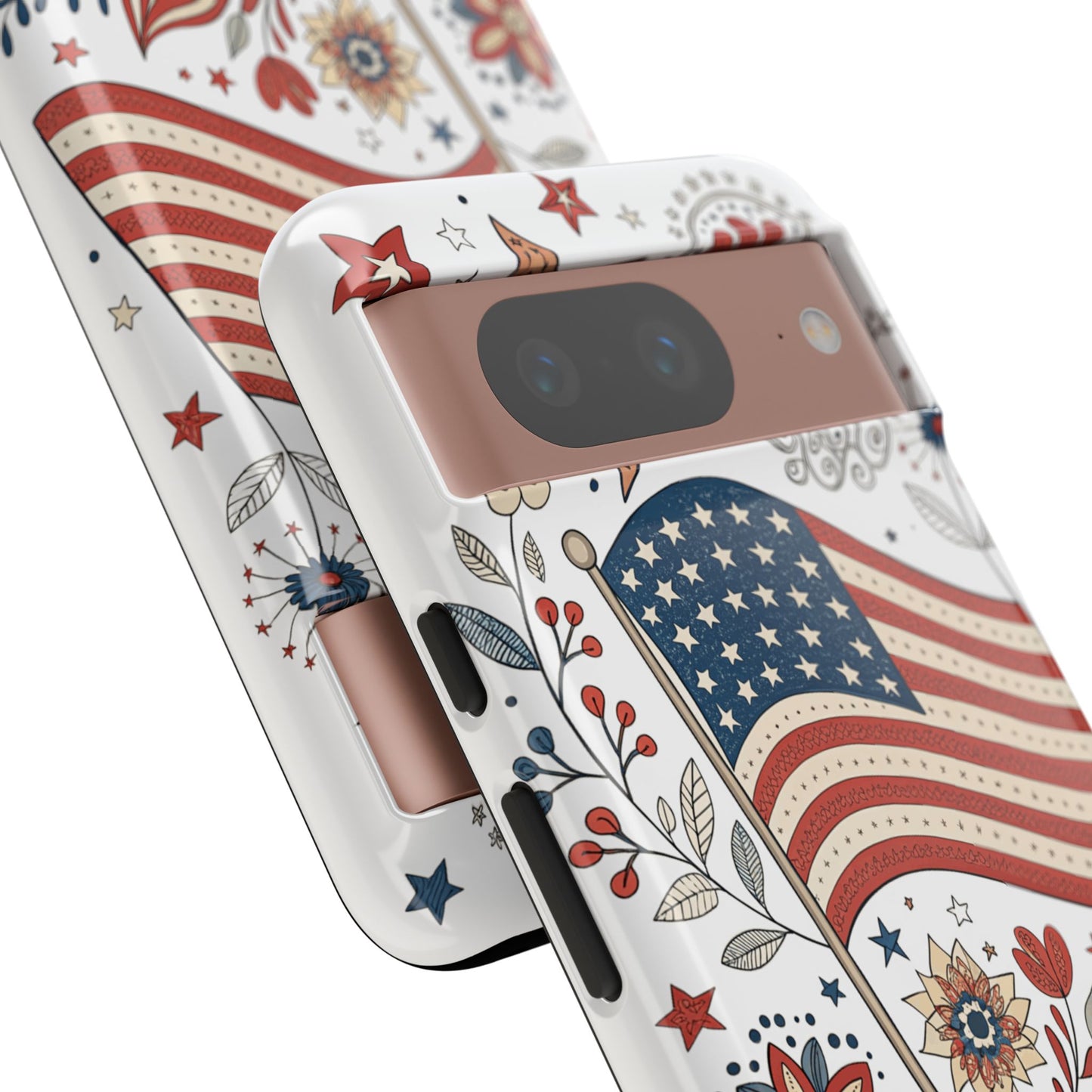 Boho USA Flag Floral Tough Phone Case