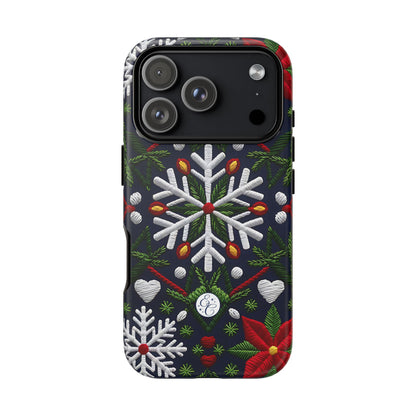 Snowflakes and Poinsettias Phone Case