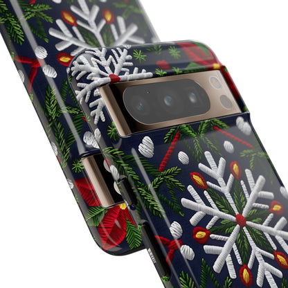 Snowflakes and Poinsettias Tough Phone Case