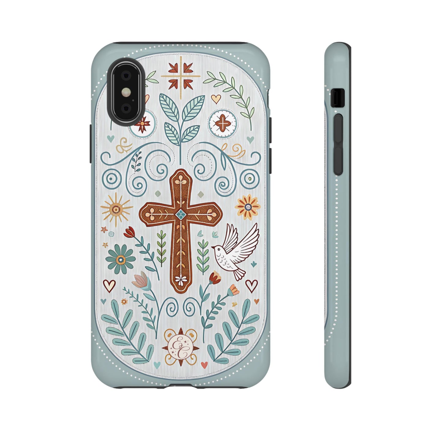 Christian Cross Floral Tough Phone Case