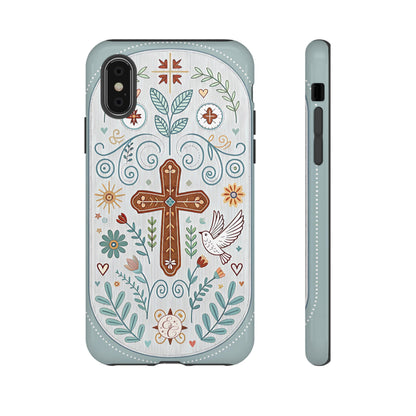 Christian Cross Floral Tough Phone Case