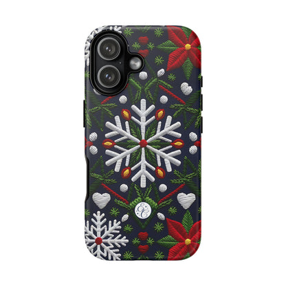 Snowflakes and Poinsettias Phone Case