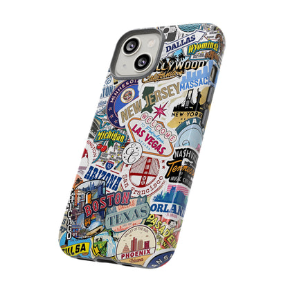 USA Travel Stickers Tough Phone Case