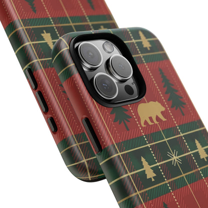 Christmas Bear Plaid Phone Case