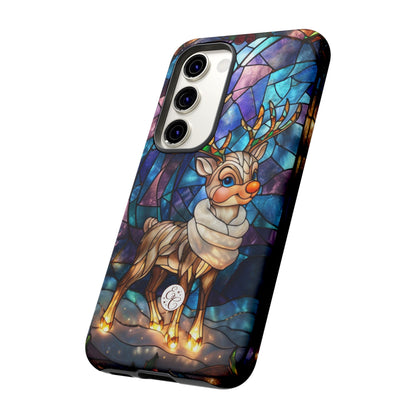 Cute Reindeer Stained Glass Tough Phone Case