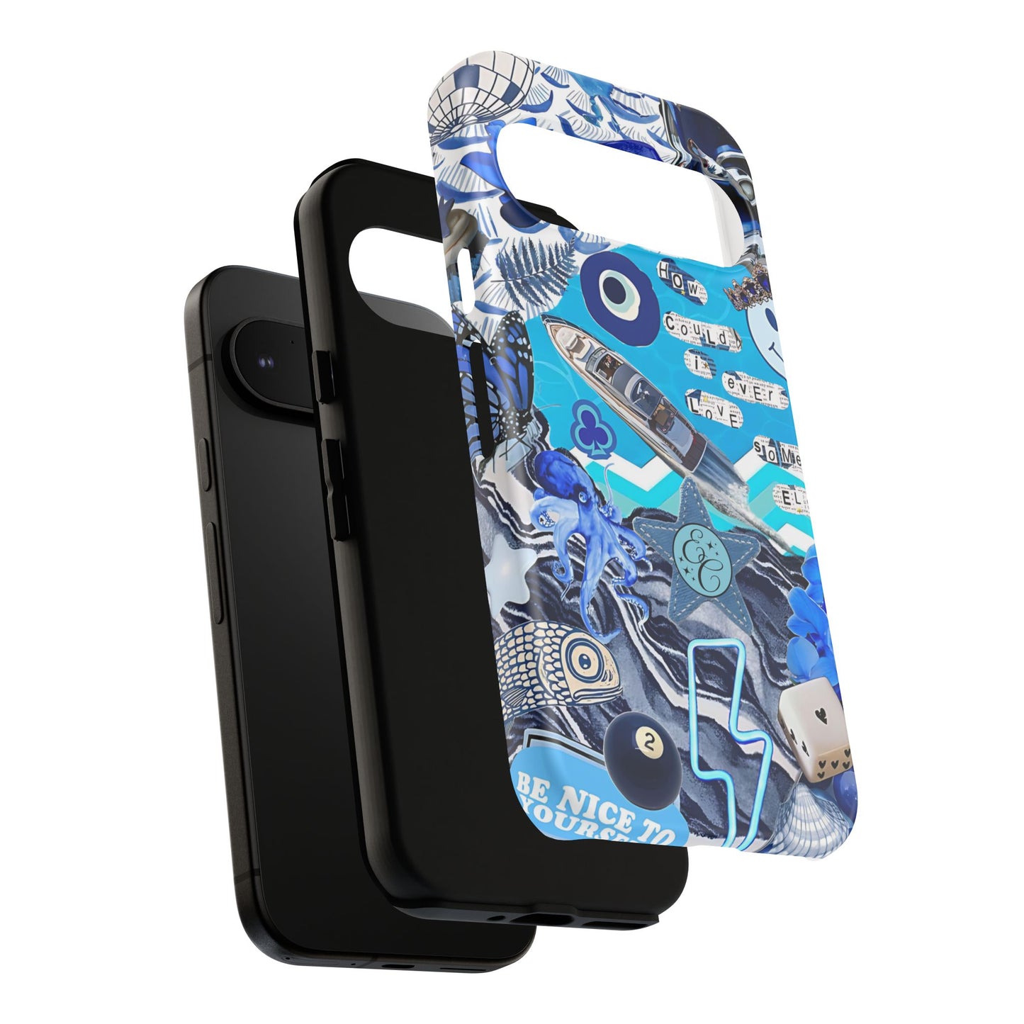 Eclectic Blue Collage Tough Phone Case
