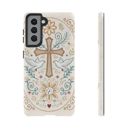 Christian Cross and Doves Tough Phone Case