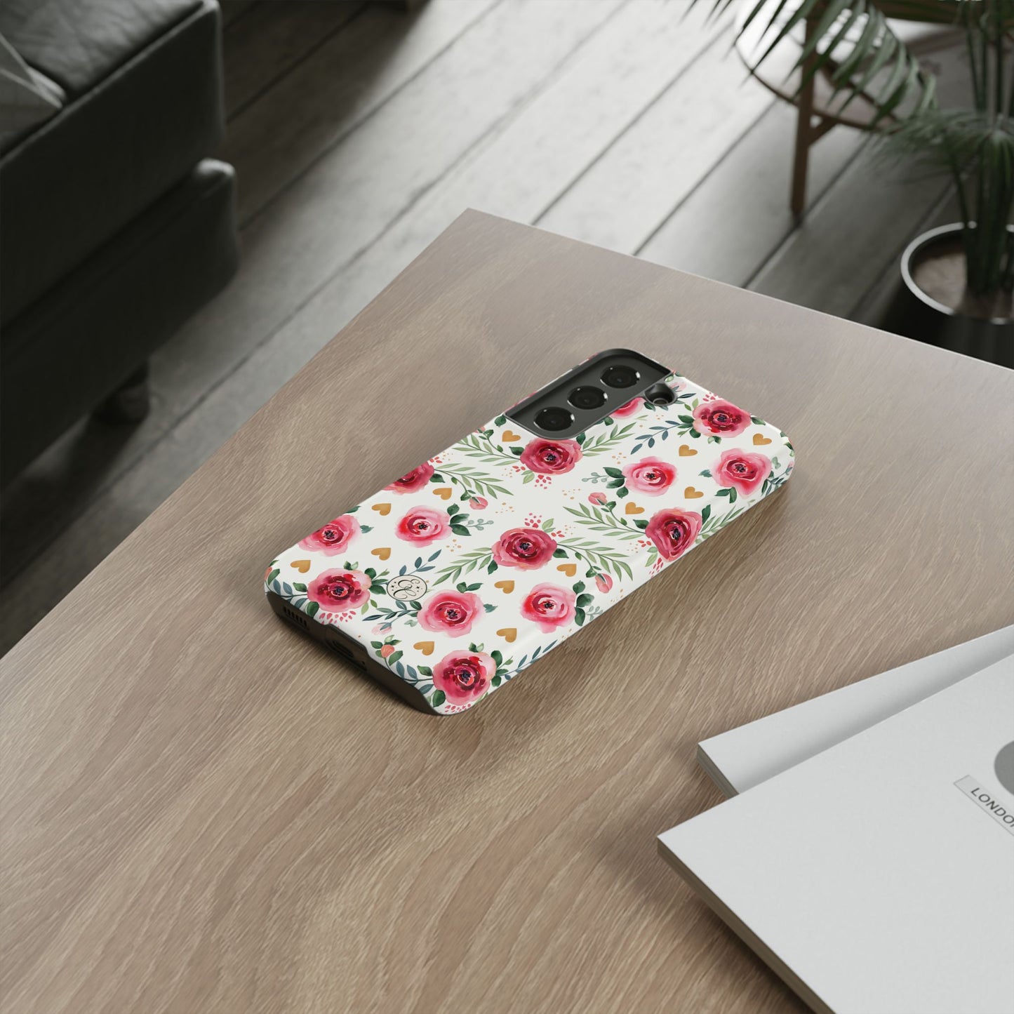 Hearts & Roses Watercolor Pattern Tough Phone Case