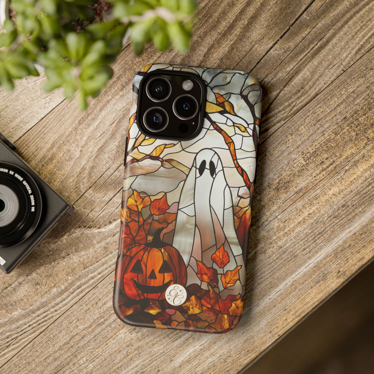 Ghost & Pumpkin Stained Glass Halloween Phone Case