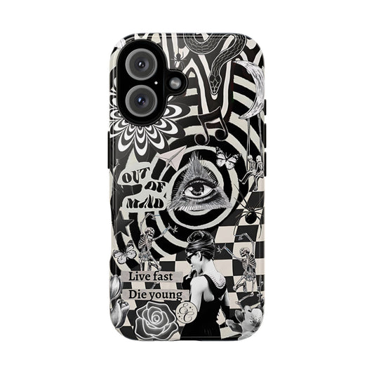 Black and White Psychedelic Art Tough Phone Case