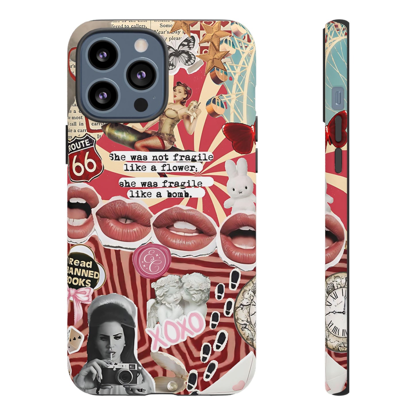 Feminine Aesthetic Retro Collage Tough Phone Case