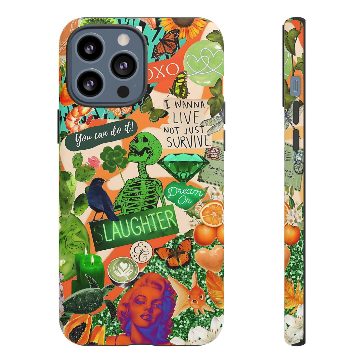 Green and Orange Collage Tough Phone Case