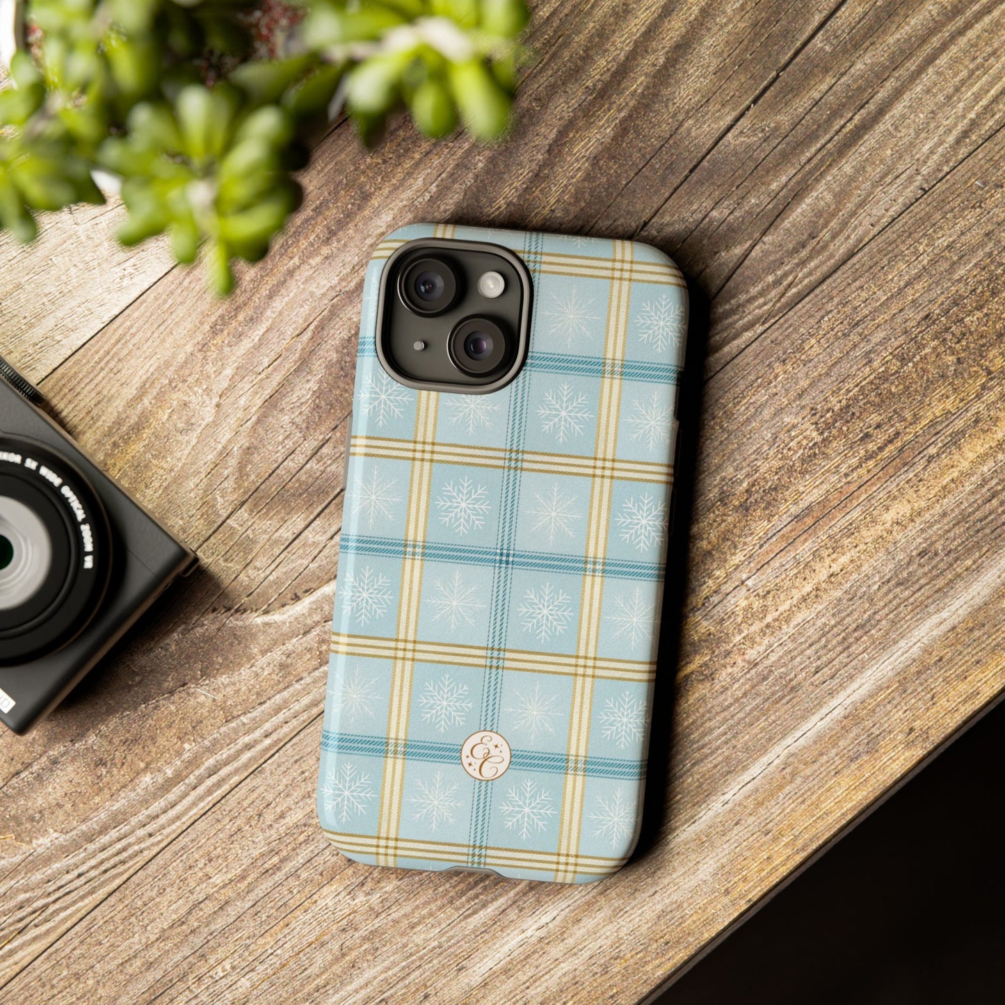 Blue Winter Plaid Tough Phone Case