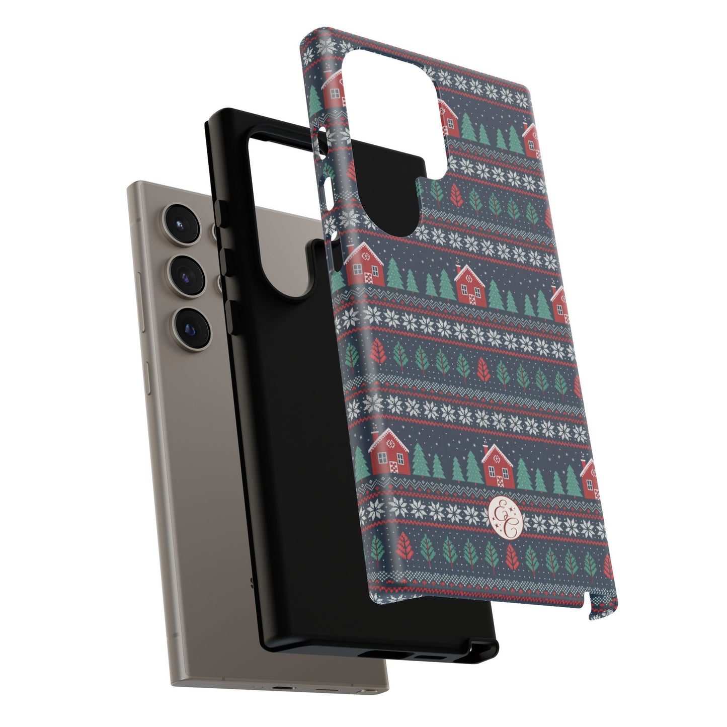 Winter Cottage Pattern Tough Phone Case