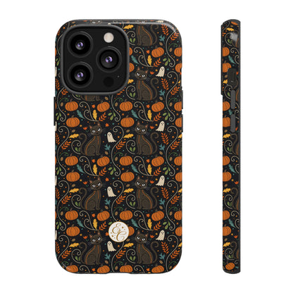Boho Halloween Black Cat Pattern Tough Phone Case