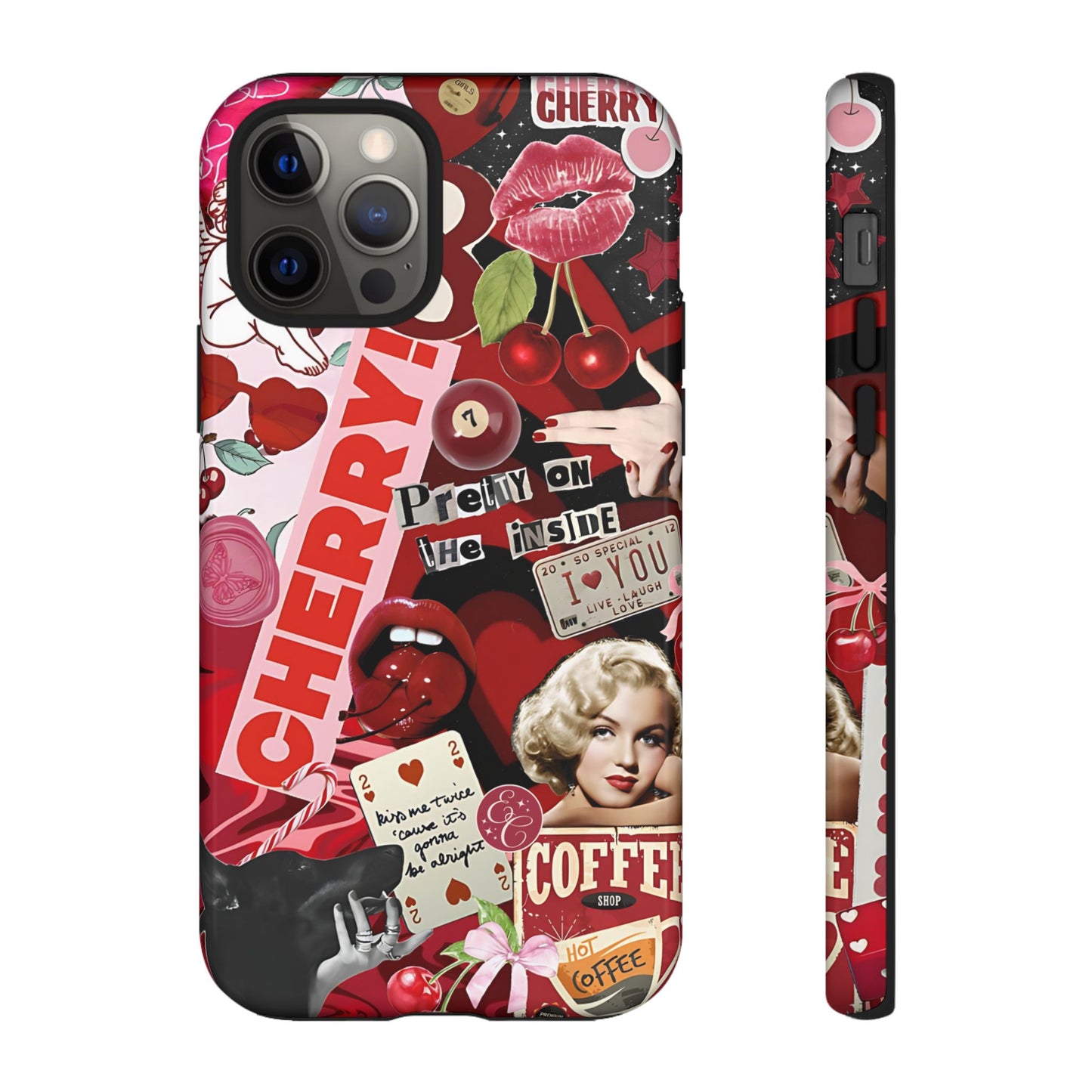 Cherry Theme Retro Collage Tough Phone Case