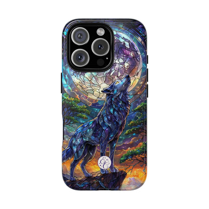 Moonlit Wolf Stained Glass Halloween Phone Case