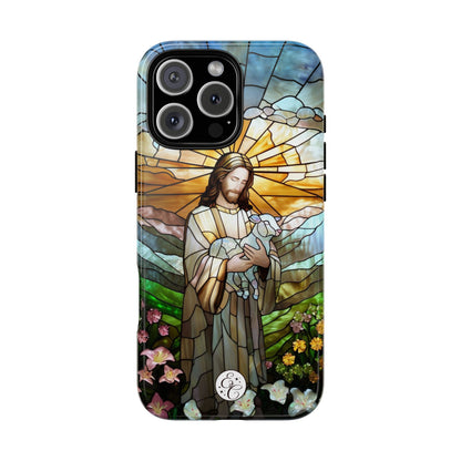 Jesus Holding a Lamb Stained Glass Tough Phone Case