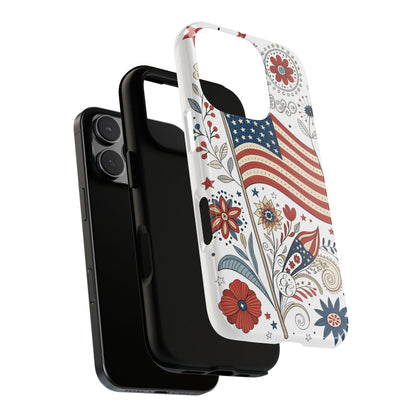 Boho USA Flag Floral Tough Phone Case