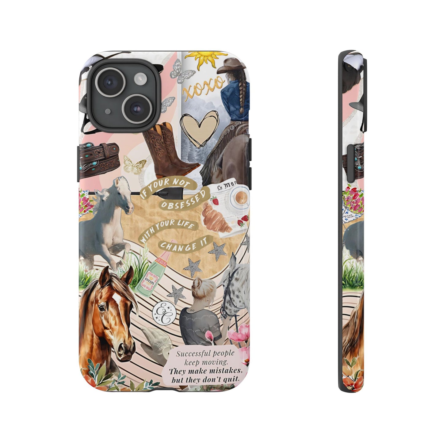 Equestrian Cowgirl Collage Tough Phone Case