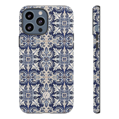 Mediterranean Floral Ceramic Pattern Tough Phone Case