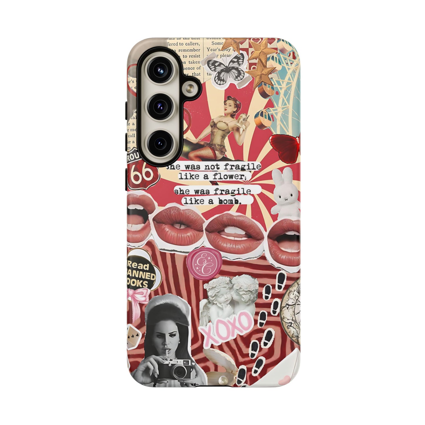 Feminine Aesthetic Retro Collage Tough Phone Case