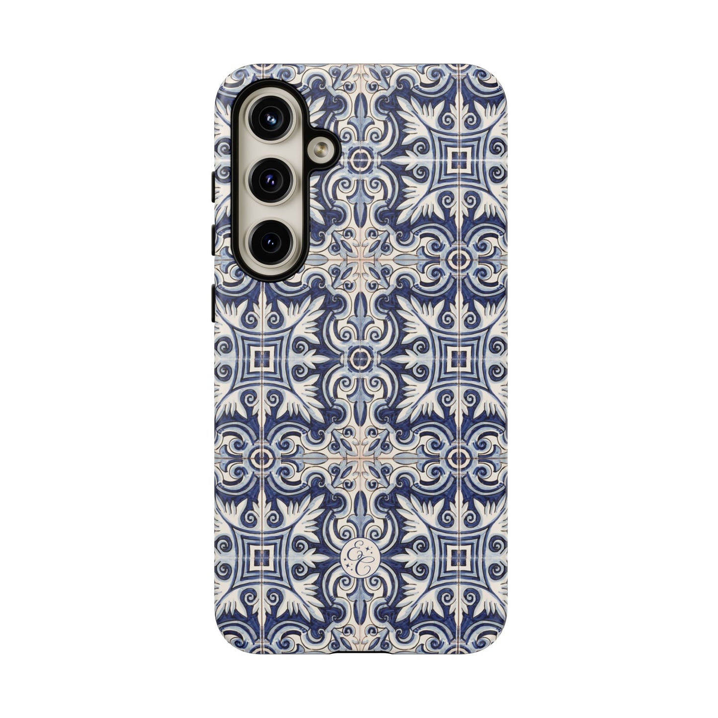 Mediterranean Floral Ceramic Pattern Tough Phone Case