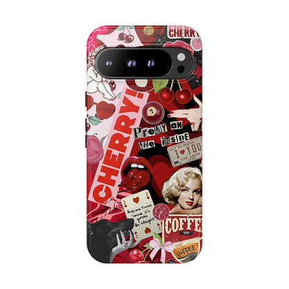Cherry Theme Retro Collage Tough Phone Case