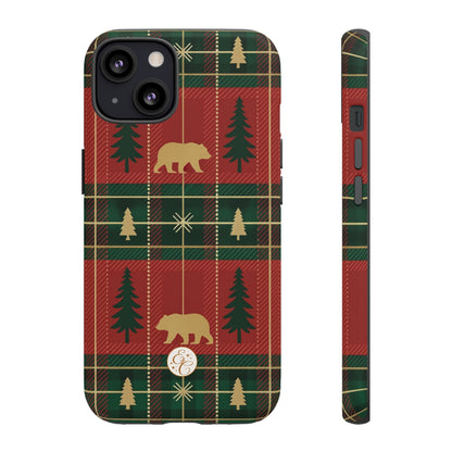 Christmas Bear Plaid Tough Phone Case