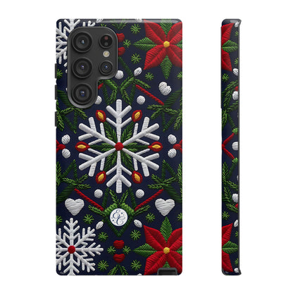 Snowflakes and Poinsettias Phone Case