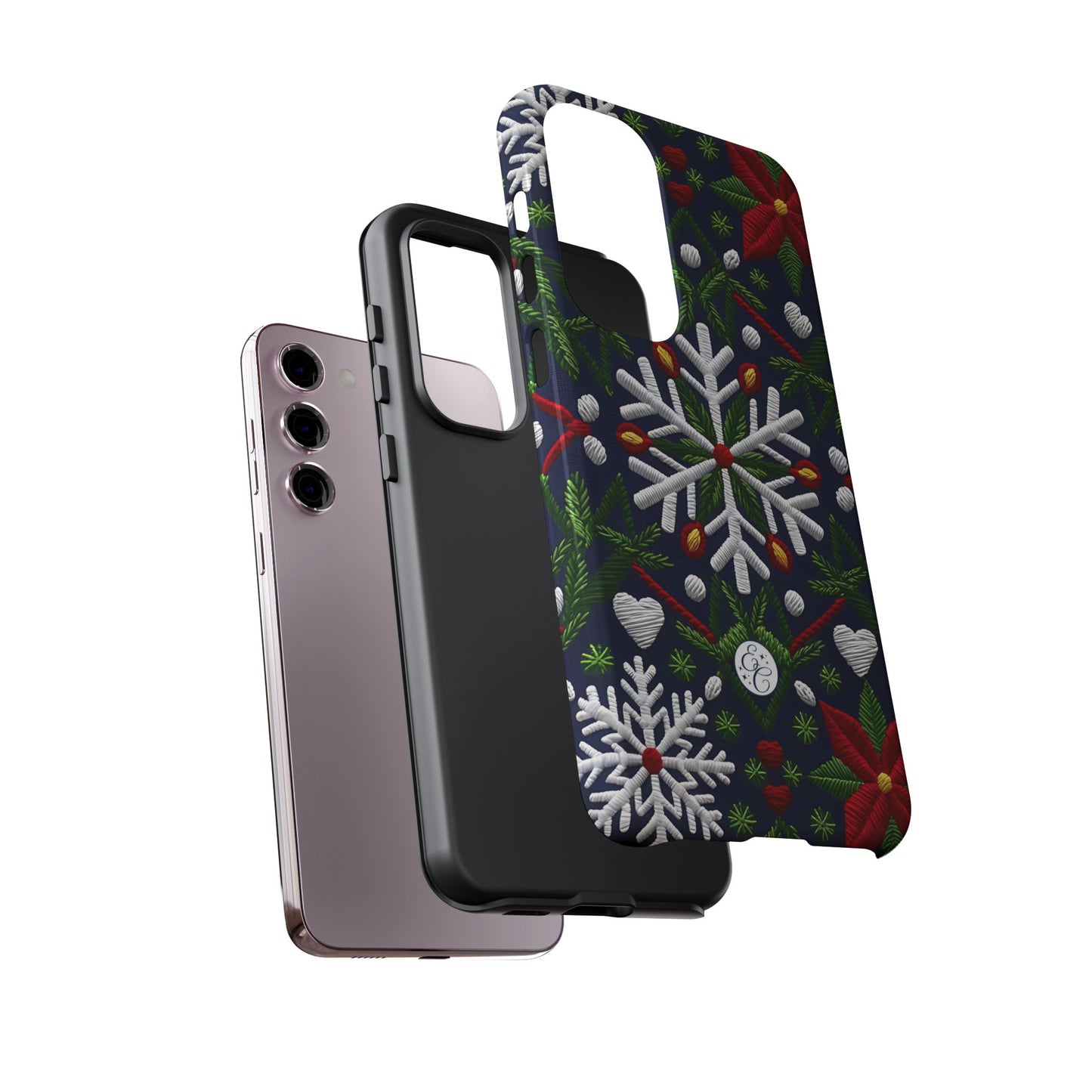 Snowflakes and Poinsettias Tough Phone Case