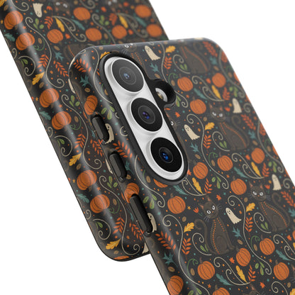 Boho Halloween Black Cat Pattern Tough Phone Case