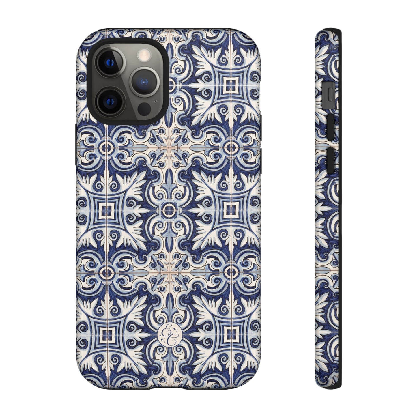 Mediterranean Floral Ceramic Pattern Tough Phone Case