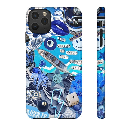 Eclectic Blue Collage Tough Phone Case