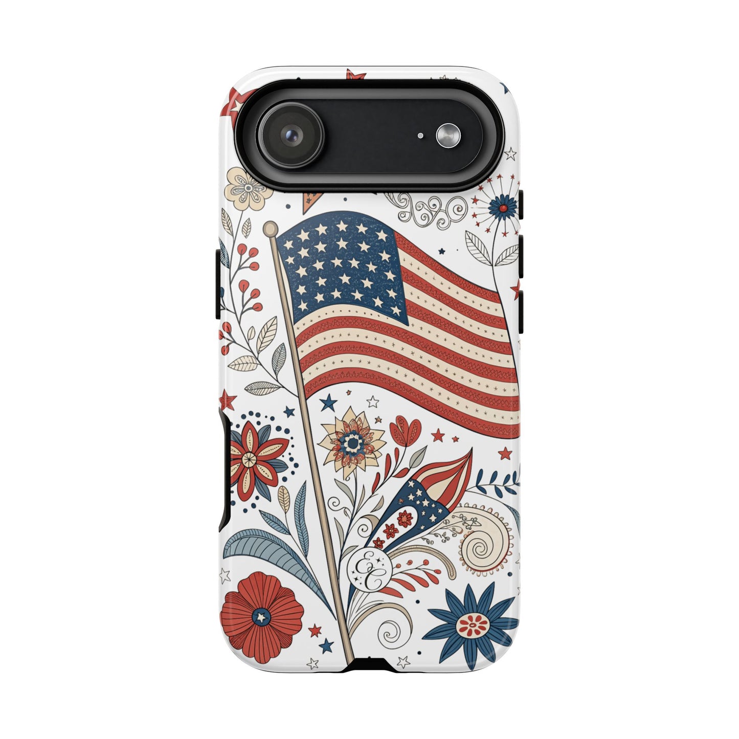 Boho USA Flag Floral Tough Phone Case