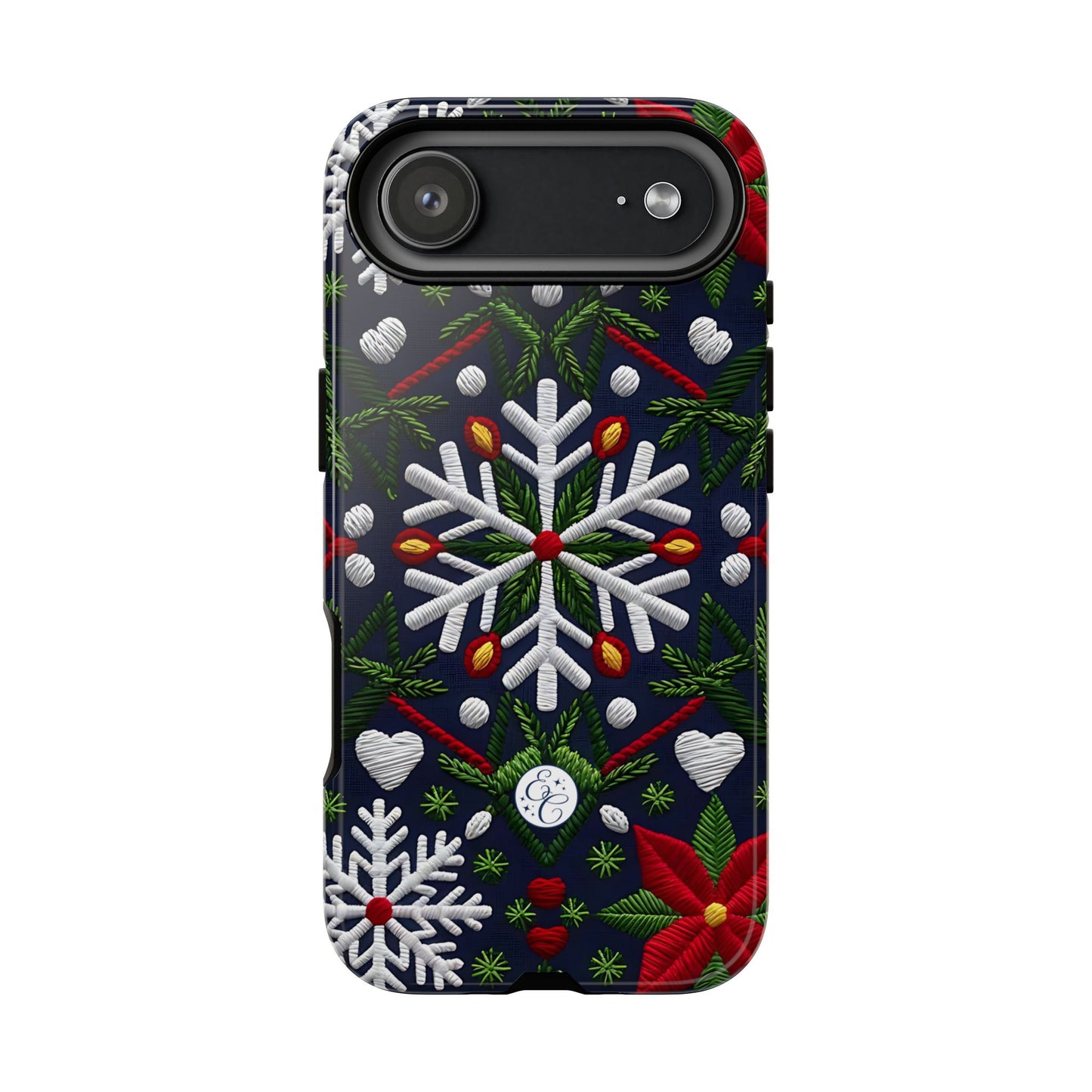 Snowflakes and Poinsettias Tough Phone Case