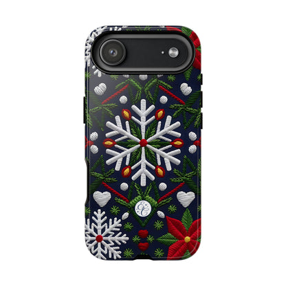 Snowflakes and Poinsettias Tough Phone Case