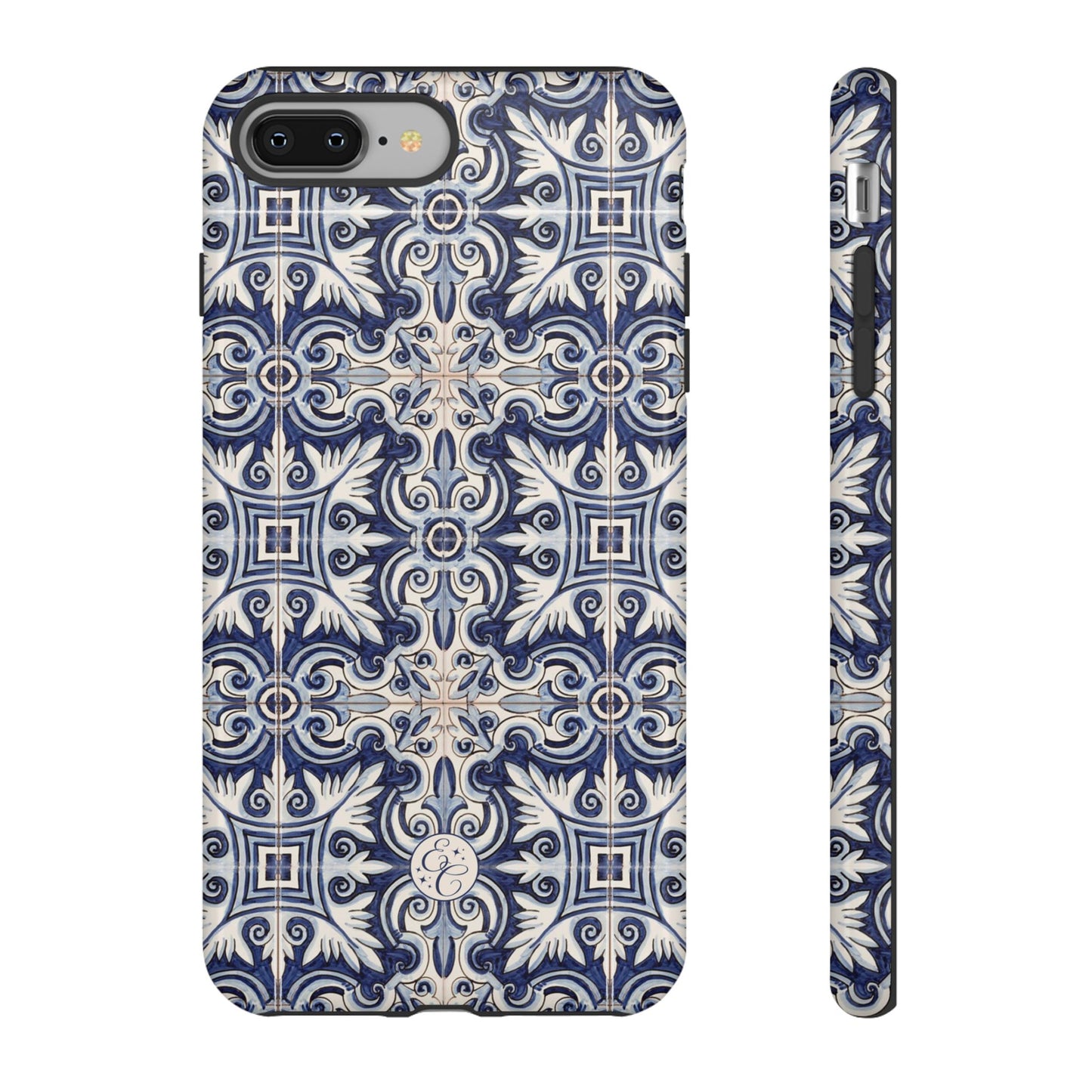 Mediterranean Floral Ceramic Pattern Tough Phone Case