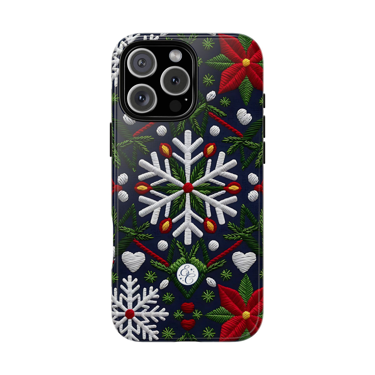 Snowflakes and Poinsettias Phone Case