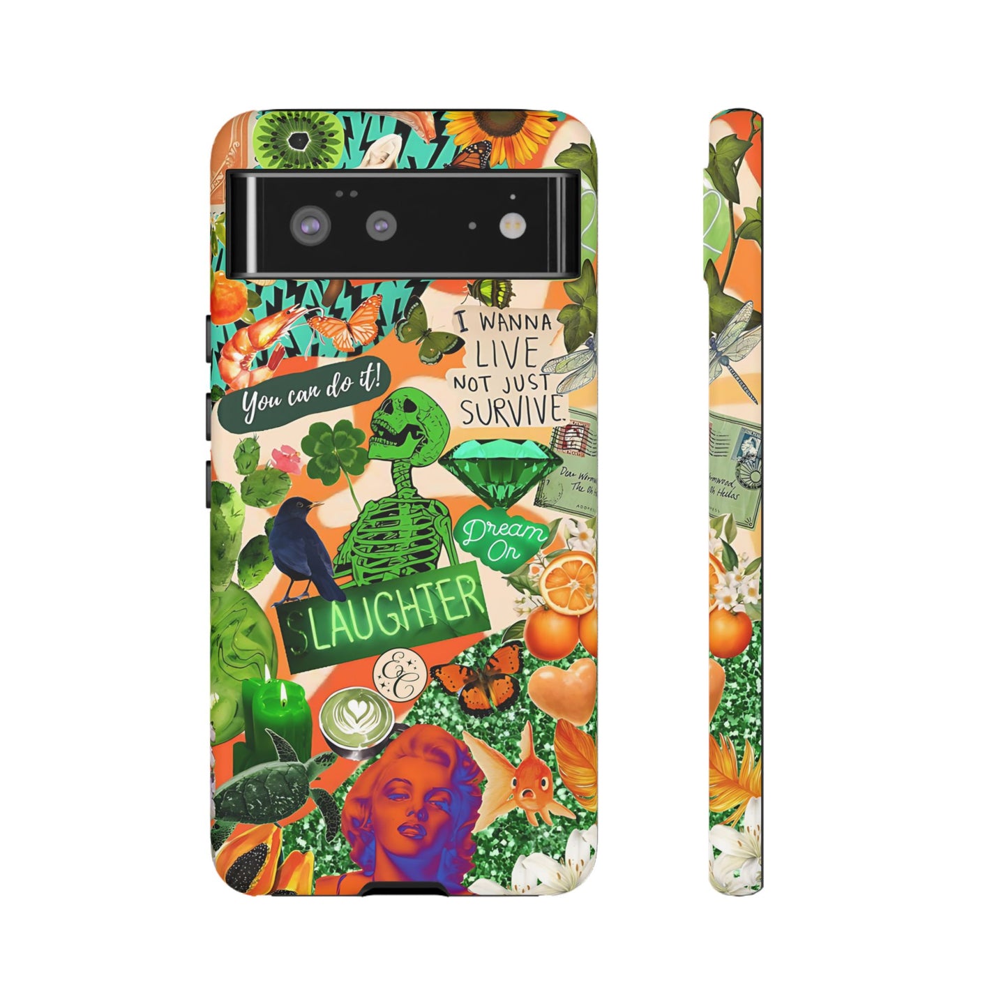 Green and Orange Collage Tough Phone Case