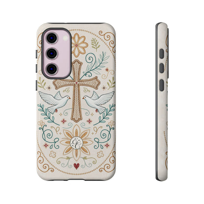 Christian Cross and Doves Tough Phone Case